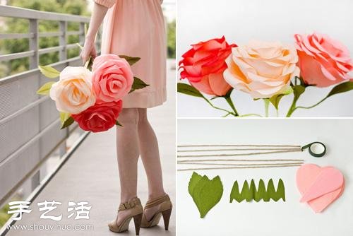 縐紗紙+紙藝 手工制作富貴吉祥玫瑰花 -  rpnrmr.com