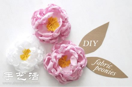 雪紡布+毛線 手工制作布藝牡丹花 -  rpnrmr.com