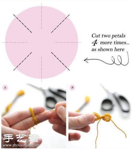 雪紡布+毛線 手工制作布藝牡丹花 -  rpnrmr.com