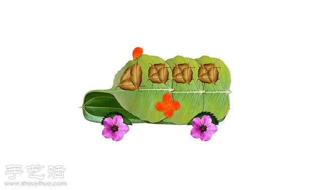 樹葉+創(chuàng)意 DIY精美逼真拼貼畫 -  rpnrmr.com