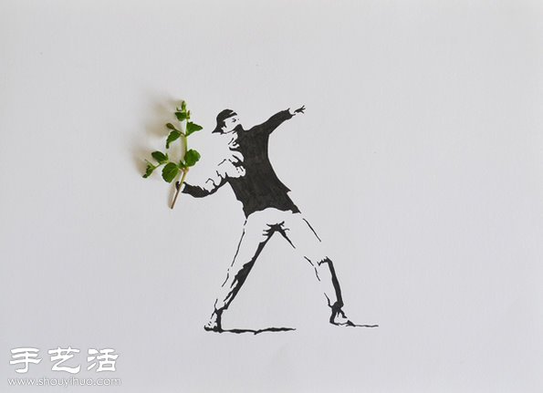 樹(shù)葉+插畫(huà) 創(chuàng)意DIY有趣的拼貼畫(huà) -  rpnrmr.com