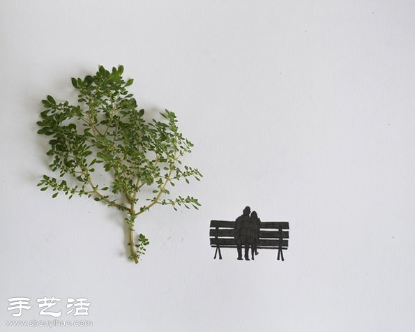 樹(shù)葉+插畫(huà) 創(chuàng)意DIY有趣的拼貼畫(huà) -  rpnrmr.com
