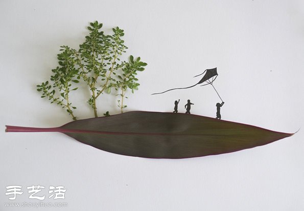 樹(shù)葉+插畫(huà) 創(chuàng)意DIY有趣的拼貼畫(huà) -  rpnrmr.com