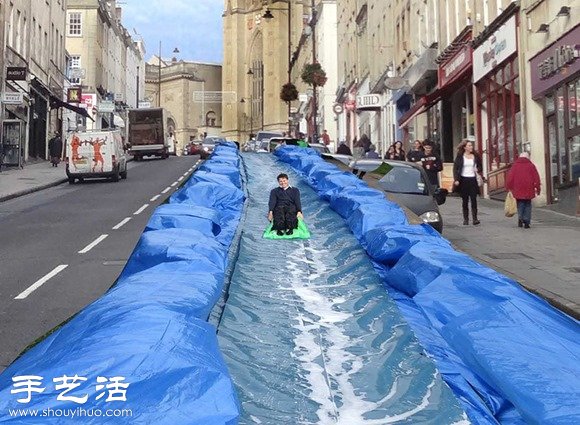 城市街道DIY成滑水道 滑水上下班 -  rpnrmr.com