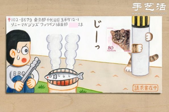 手繪與郵票圖案巧妙結(jié)合 DIY暖暖的信封  -  rpnrmr.com