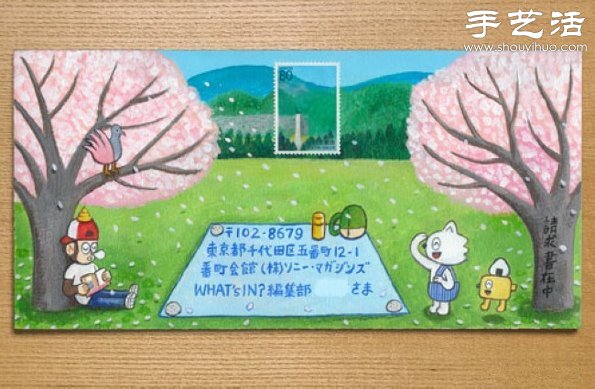 手繪與郵票圖案巧妙結(jié)合 DIY暖暖的信封  -  rpnrmr.com