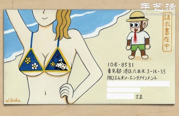 手繪與郵票圖案巧妙結(jié)合 DIY暖暖的信封  -  rpnrmr.com