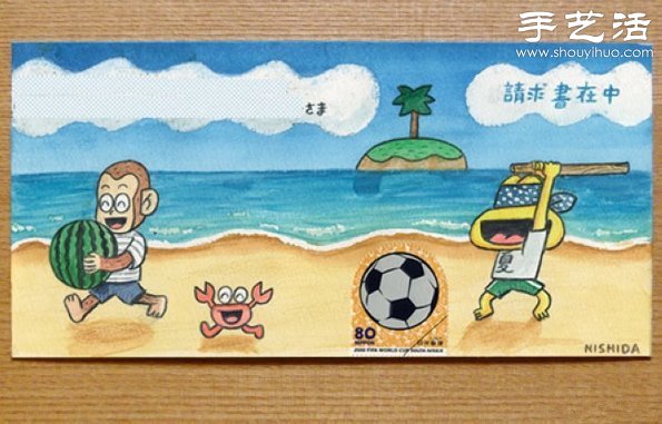 手繪與郵票圖案巧妙結(jié)合 DIY暖暖的信封  -  rpnrmr.com