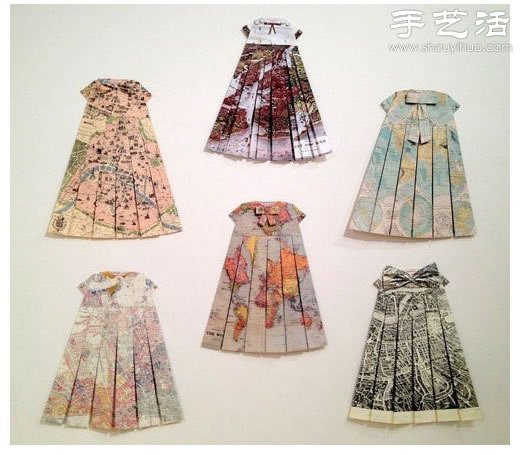 創(chuàng)意折紙DIY：地圖折紙漂亮連衣裙  -  rpnrmr.com