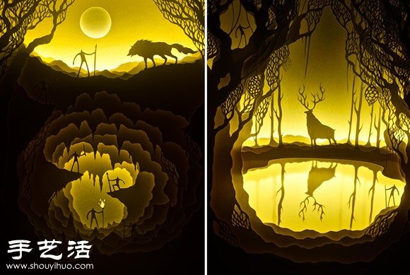 剪紙配合光線DIY童話色彩紙雕場景 -  rpnrmr.com