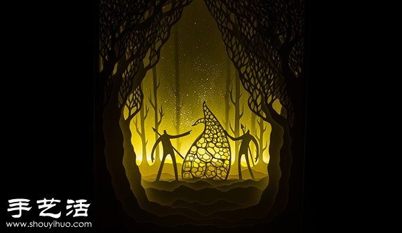 剪紙配合光線DIY童話色彩紙雕場景 -  rpnrmr.com