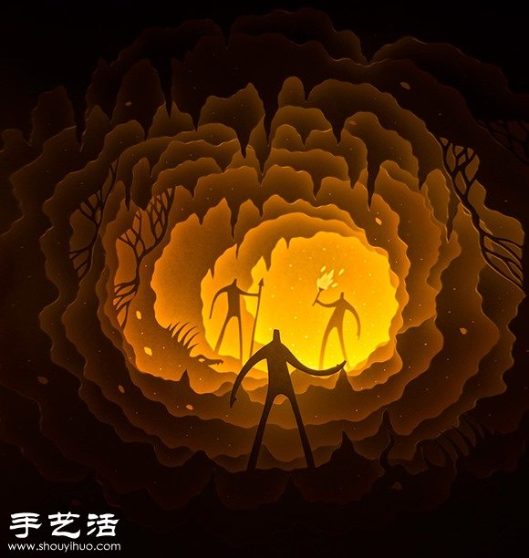 剪紙配合光線DIY童話色彩紙雕場景 -  rpnrmr.com