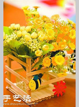 冰棒棍變廢為寶手工制作花籃的方法 -  rpnrmr.com