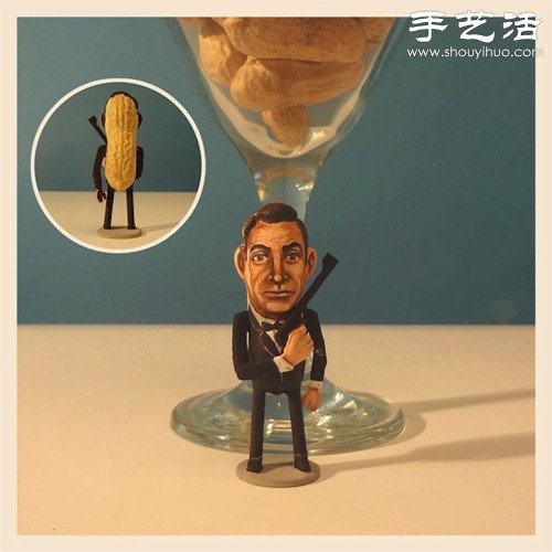 創(chuàng)意DIY：花生殼表面繪制人物肖像 -  rpnrmr.com