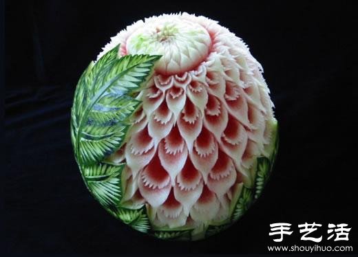 精美絕倫的的牡丹花西瓜雕刻 -  rpnrmr.com