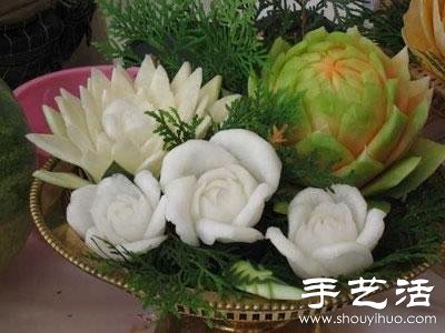 精美絕倫的的牡丹花西瓜雕刻 -  rpnrmr.com
