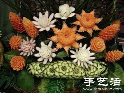 精美絕倫的的牡丹花西瓜雕刻 -  rpnrmr.com