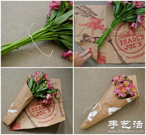 牛皮紙袋廢物利用DIY手捧花包裝 -  rpnrmr.com