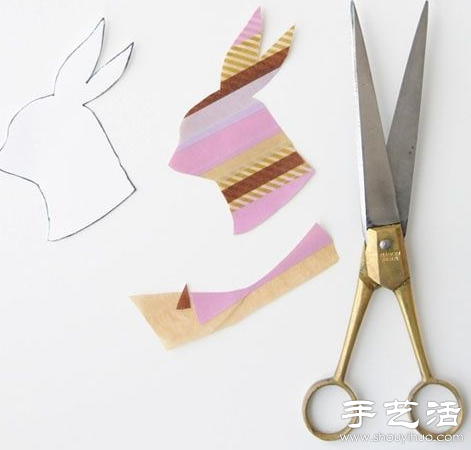 彩色膠帶創(chuàng)意手工DIY兔子貼飾 -  rpnrmr.com