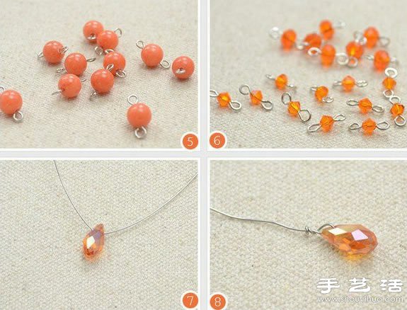 水晶珠/串珠/水鉆+鐵絲 手工制作時(shí)尚優(yōu)雅項(xiàng)鏈 -  rpnrmr.com