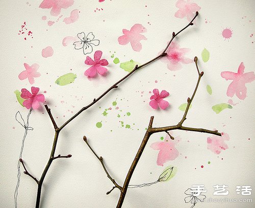 樹枝、花朵和簡(jiǎn)單手繪DIY唯美圖案 -  rpnrmr.com