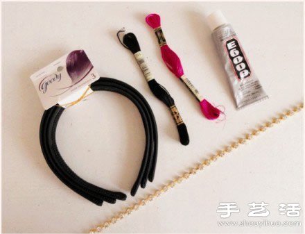 漂亮毛線帶鉆發(fā)箍手工制作教程 -  rpnrmr.com