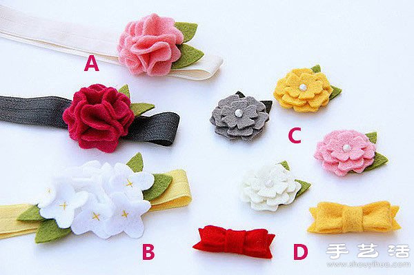 毛氈布+珍珠 手工制作漂亮裝飾花朵/發(fā)夾 -  rpnrmr.com