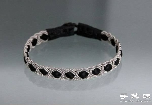 皮革+金屬鏈/串珠鏈 手工制作古典編織手鏈 -  rpnrmr.com