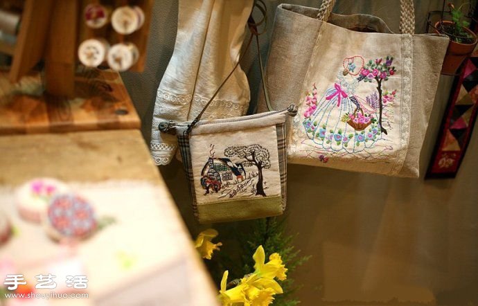 韓國風甜美手工布藝包包刺繡作品 -  rpnrmr.com