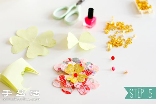 便簽紙/卡紙+圖釘 超美手工紙花制作圖解 -  rpnrmr.com