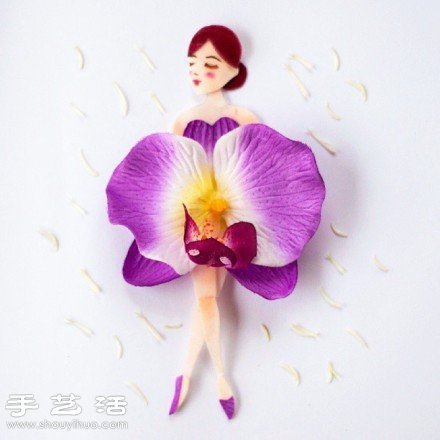 剪紙小人+花卉花瓣 DIY翩翩起舞的少女 -  rpnrmr.com