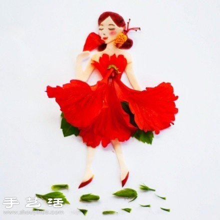 剪紙小人+花卉花瓣 DIY翩翩起舞的少女 -  rpnrmr.com