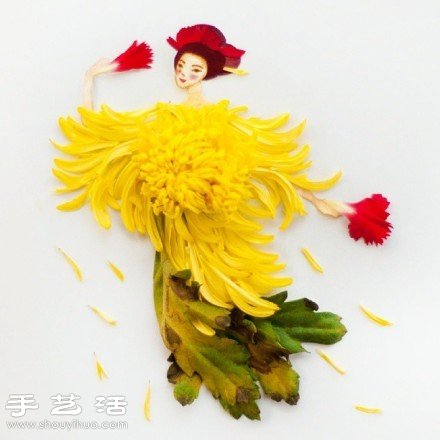 剪紙小人+花卉花瓣 DIY翩翩起舞的少女 -  rpnrmr.com
