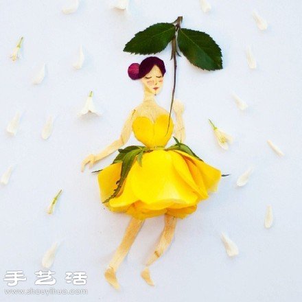 剪紙小人+花卉花瓣 DIY翩翩起舞的少女 -  rpnrmr.com
