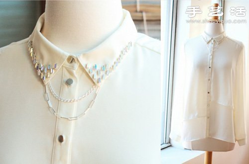 舊襯衫改造手工DIY水晶折領(lǐng)襯衣 -  rpnrmr.com