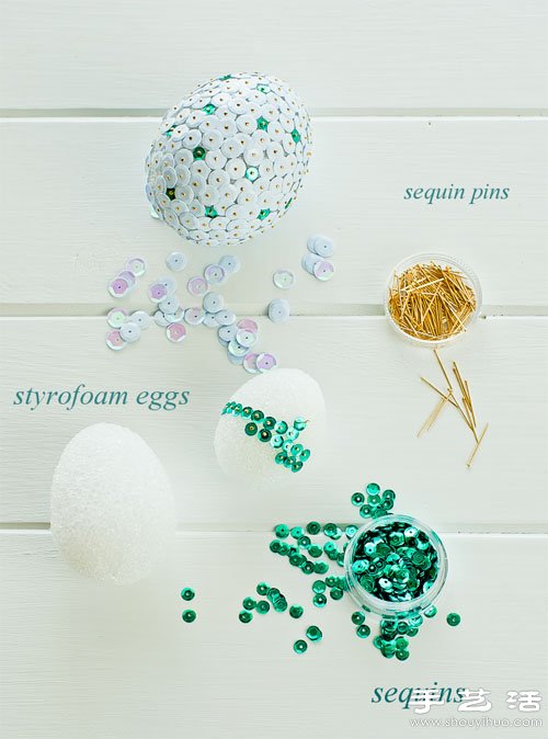 羊毛氈+亮片+熒光粉 DIY漂亮裝飾彩蛋 -  rpnrmr.com