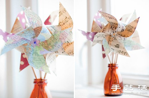 淘汰的地圖/雜志手工制作風(fēng)車 -  rpnrmr.com