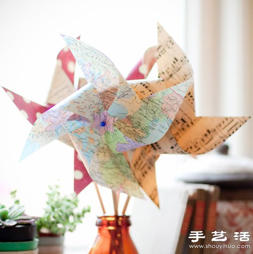淘汰的地圖/雜志手工制作風(fēng)車 -  rpnrmr.com