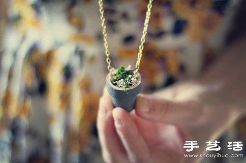 手工迷你盆栽項鏈制作方法圖集教程 -  rpnrmr.com