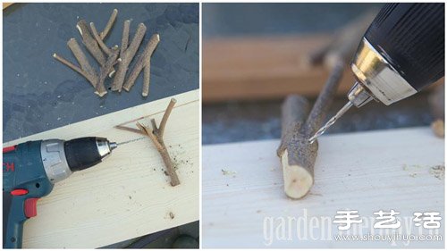 樹枝+木板 手工制作環(huán)保掛衣架 -  rpnrmr.com