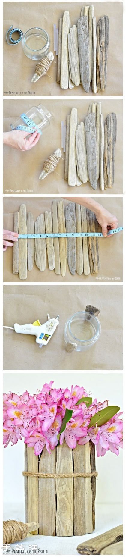 玻璃瓶+木條 DIY制作環(huán)保又有味道的花瓶 -  rpnrmr.com