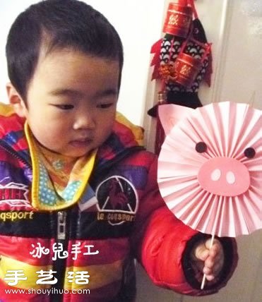 紙張+雪糕棒 手工制作可愛小豬紙扇 -  rpnrmr.com