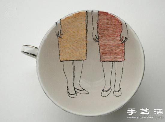 DIY杯碟上的創(chuàng)意互動圖案 -  rpnrmr.com
