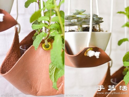 皮革手工制作可懸掛植物盆栽吊托 -  rpnrmr.com