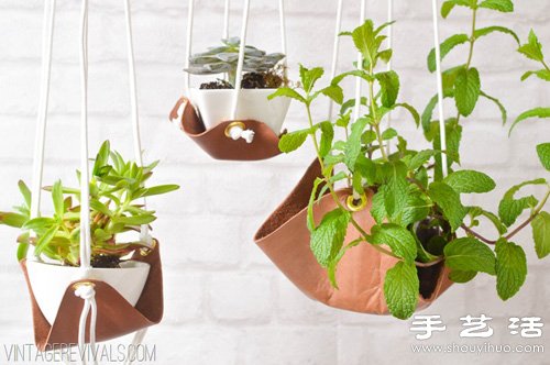 皮革手工制作可懸掛植物盆栽吊托 -  rpnrmr.com