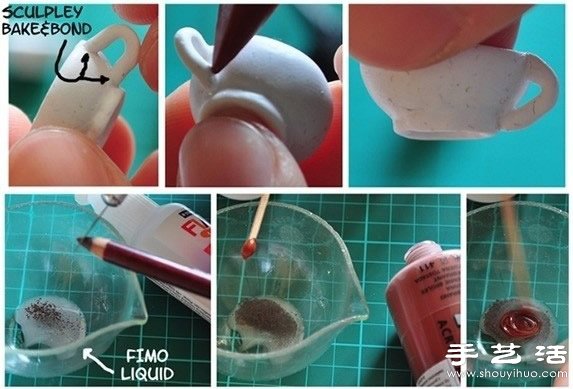 粘土手工制作迷你咖啡杯圖解教程 -  rpnrmr.com