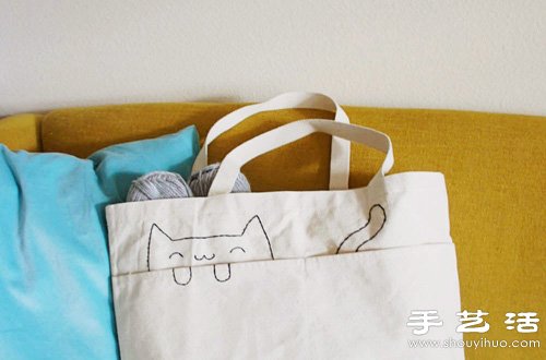 簡單刺繡DIY改造貓咪圖案手提袋 -  rpnrmr.com