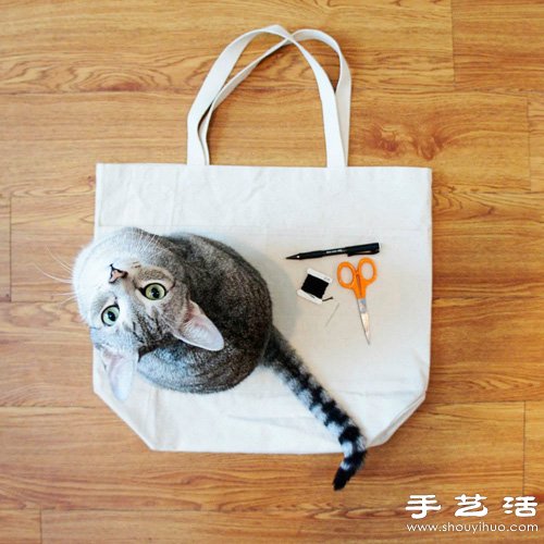 簡單刺繡DIY改造貓咪圖案手提袋 -  rpnrmr.com
