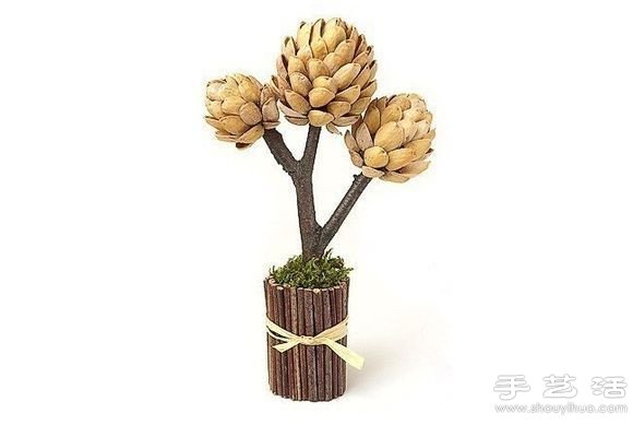 開心果殼+樹枝+橡皮泥 DIY裝飾堅果樹 -  rpnrmr.com