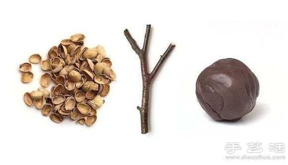 開心果殼+樹枝+橡皮泥 DIY裝飾堅果樹 -  rpnrmr.com